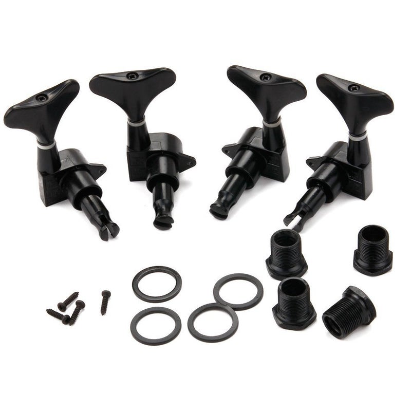 WingPower Electric Bass Tuning Pegs, Machine Heads Knobs, String Tuners for Electric Bass, 4Pcs, 2 Left 2 Right, Black Closed Zinc Alloy, Guitar and Bass Accessories - Image 1